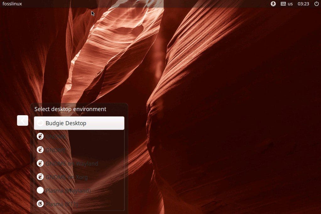 login page after successful budgie installation