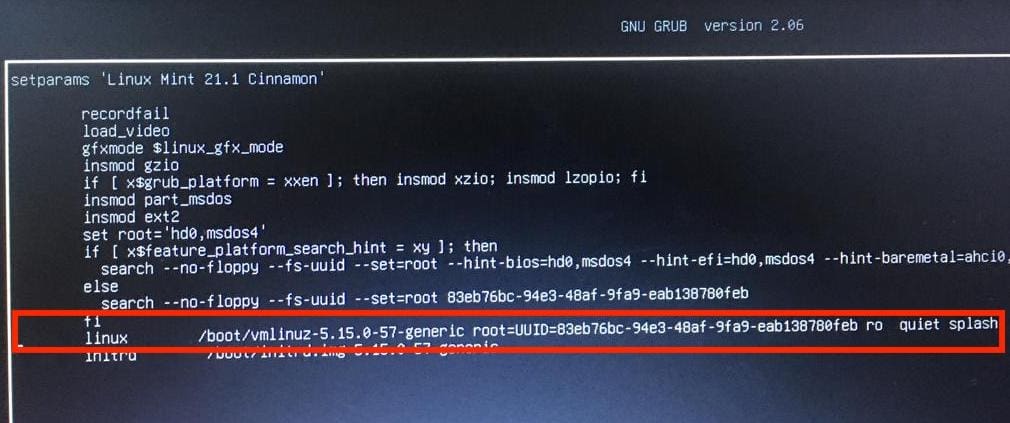 navigate to the linux :boot:vmlinuz