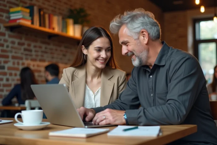 Deux commerciaux collaborant sur un tableau de bord CRM pour optimiser le suivi et la conversion des leads
